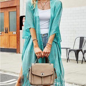 NEW Gorgeous Womens Green OSA Casual Jacket Decorative Pearls & Tassels So Comfy